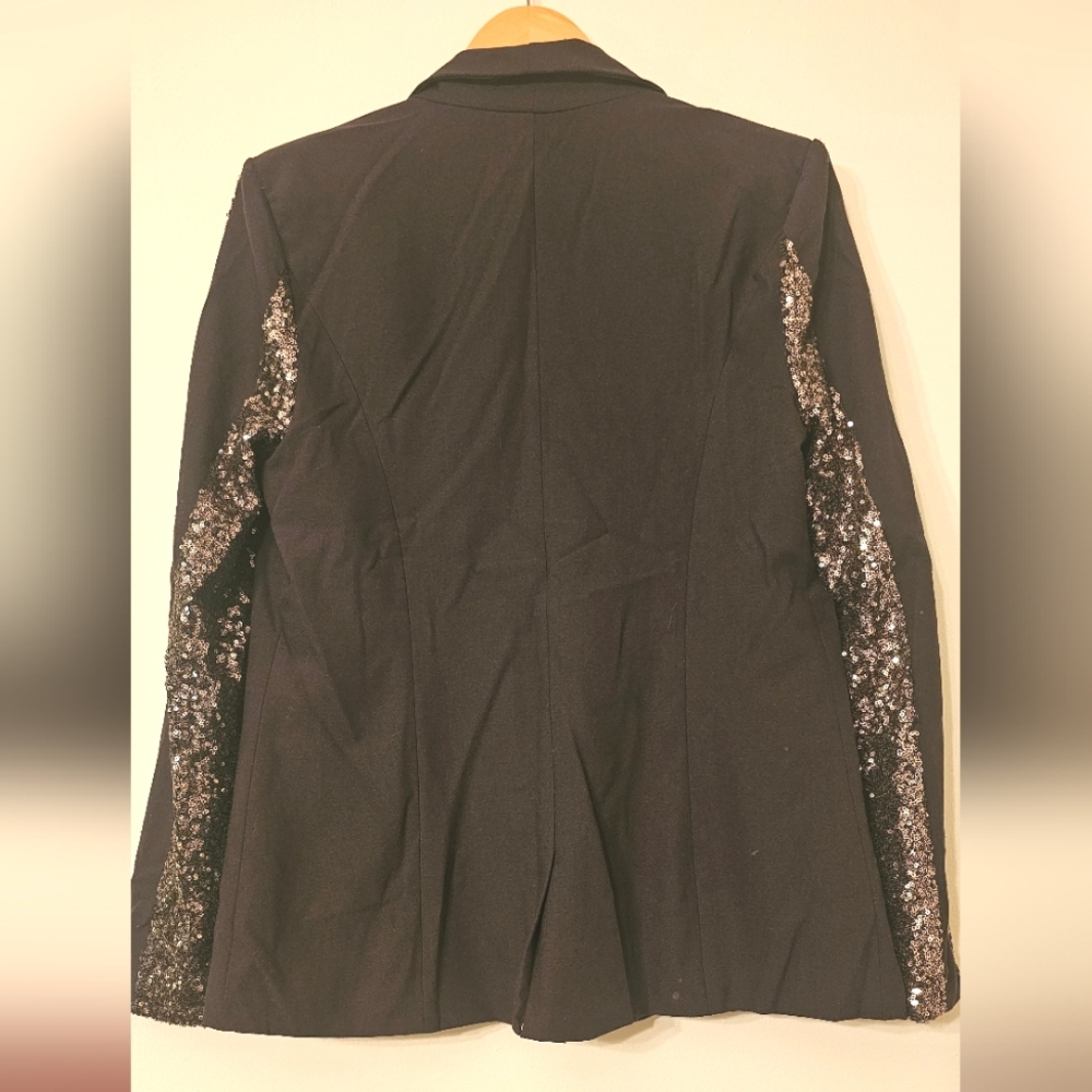 Cecico Black Sequin Sleeve Women's Blazer - Picture 4 of 4